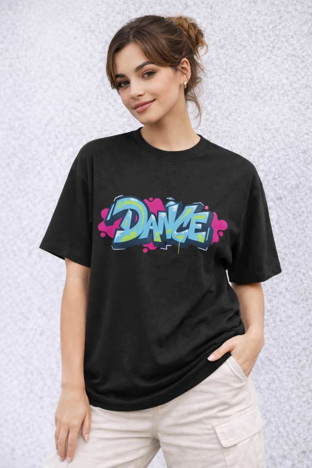 Dance Like Nobody Is Watching Oversized Black Graphic T-Shirt for Women – Streetwear Back Print Tee